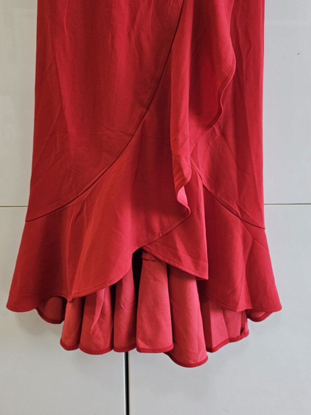 New Ruby Red Ruffle Cocktail Dress - Picture 9 of 12